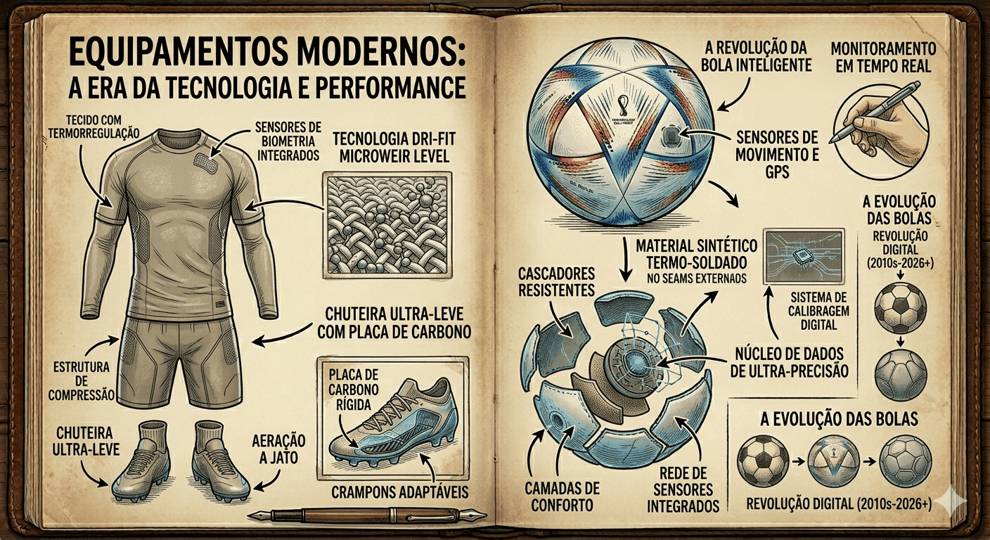 ilustração de equipmentos novos do futebol