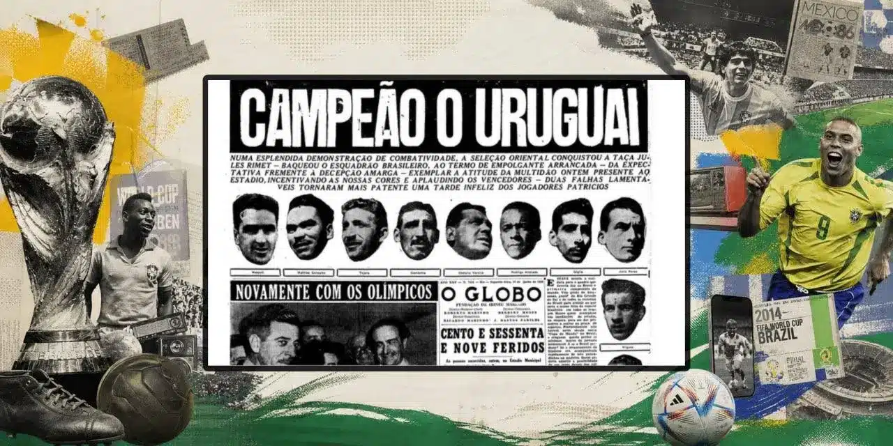 Foto histórica de jornal sobre o Maracanazo