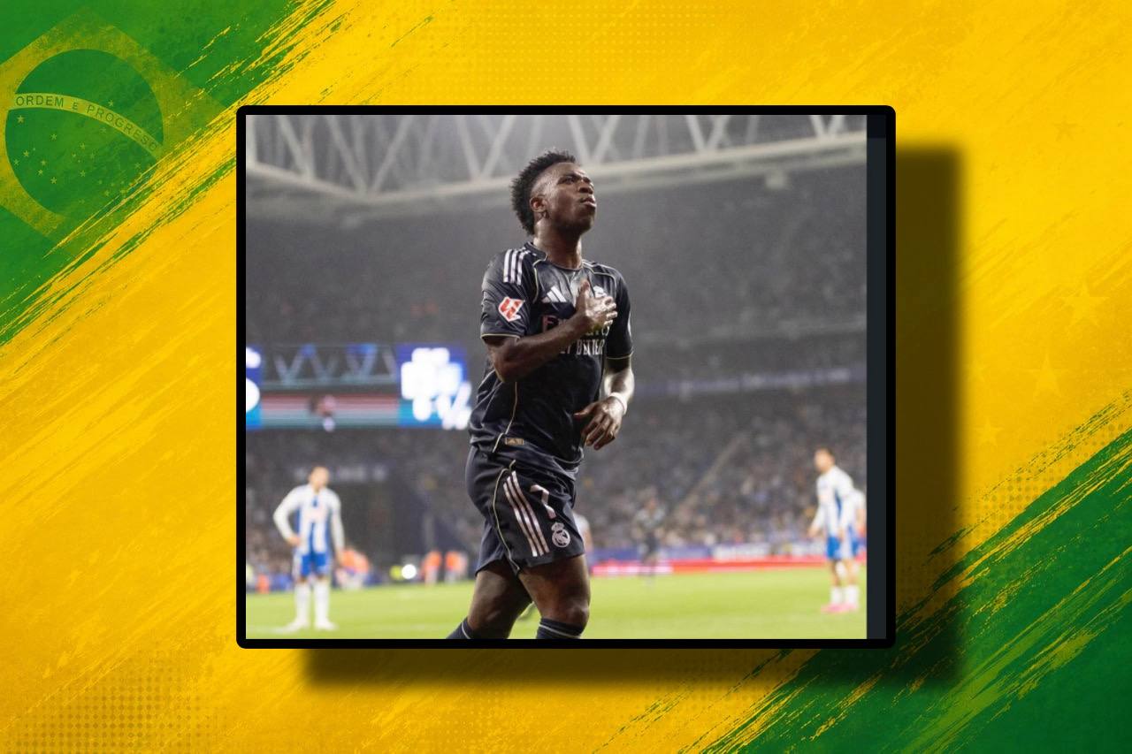 foto de vinicius junior com a camisa do real madrid