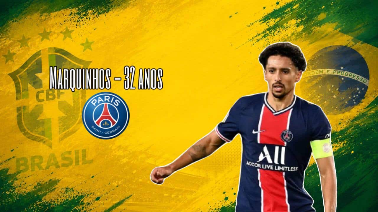 Arte com a foto de Marquinhos do PSG