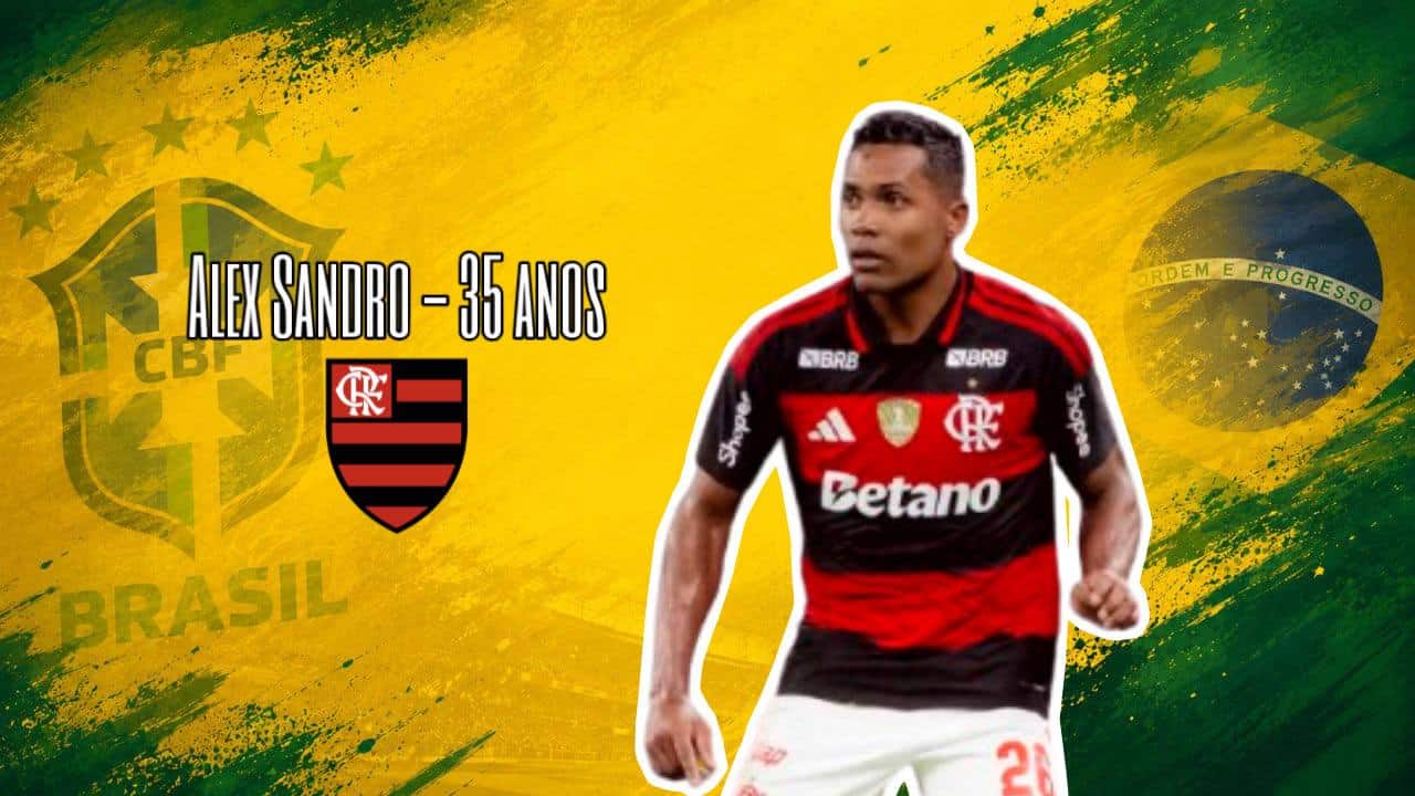 Arte com foto de Alex Sandro da Seleção Brasileira e do Flamengo