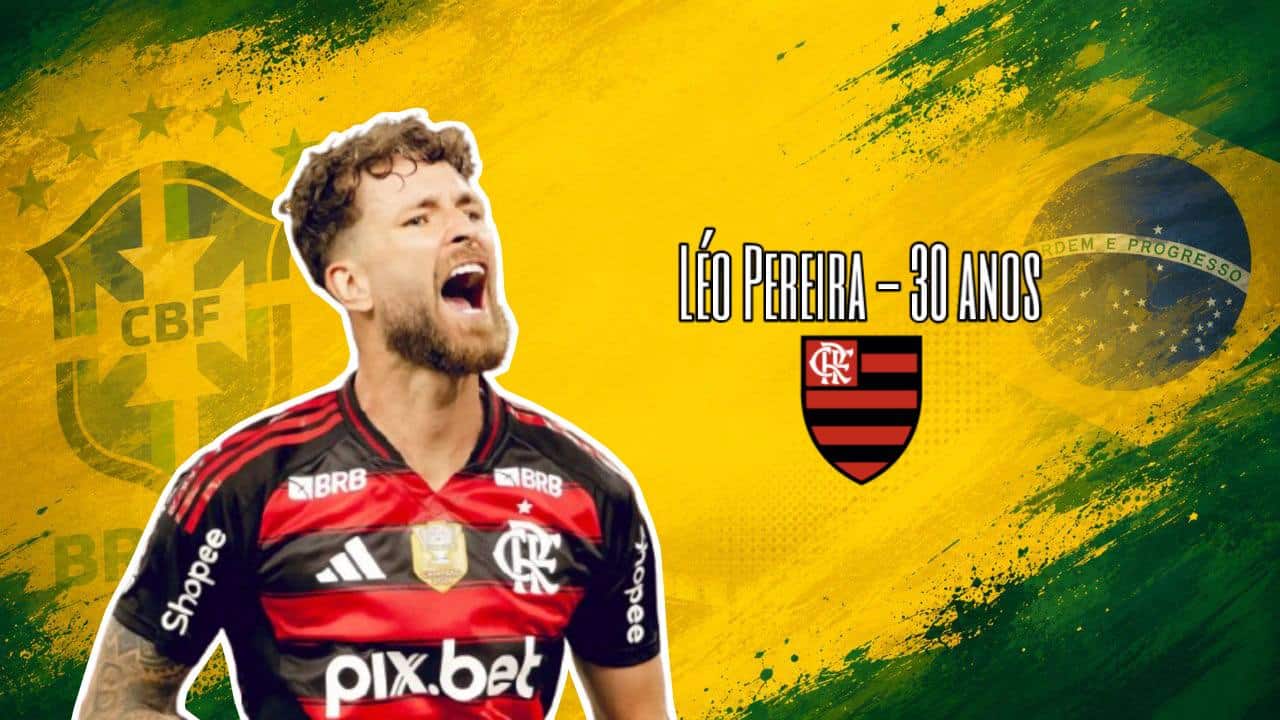 Arte com foto de Léo Pereira da Seleção Brasileira