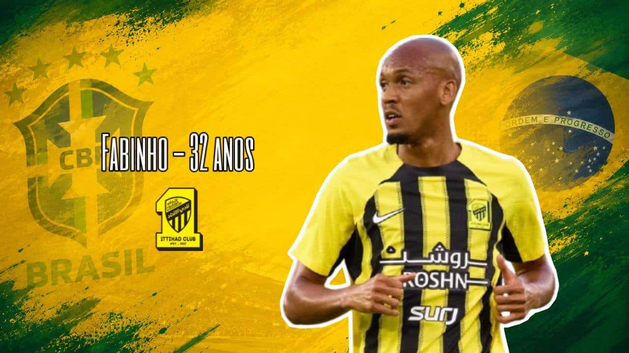 Arte com foto de Fabinho, volante da Seleção Brasileira