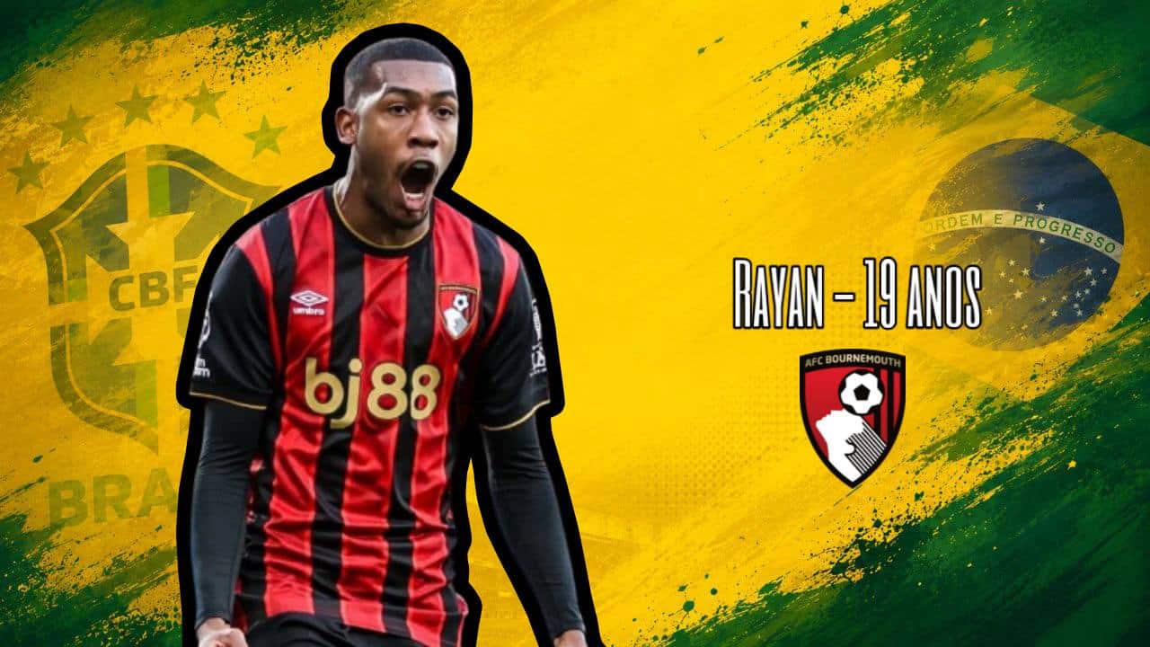 Arte com foto de rayan, convocado pela seleção brasileira