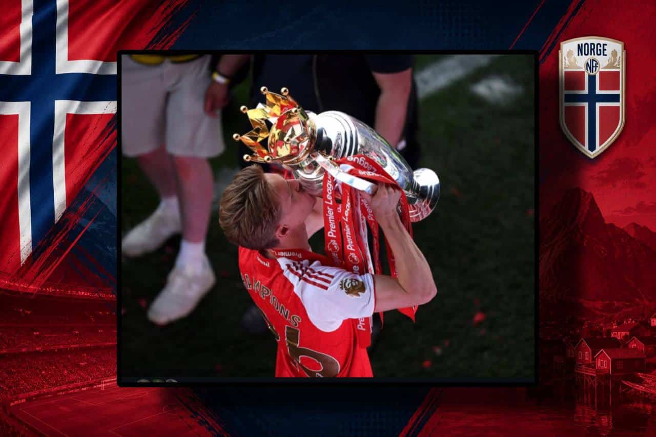 foto de odegaard com a camisa do arsenal