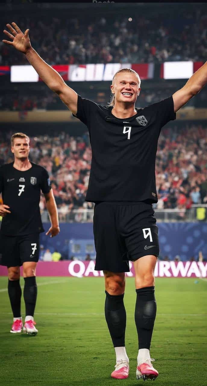 foto de haaland com a camisa da noruega