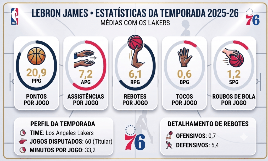 estatísticas lebron james 2025 2026